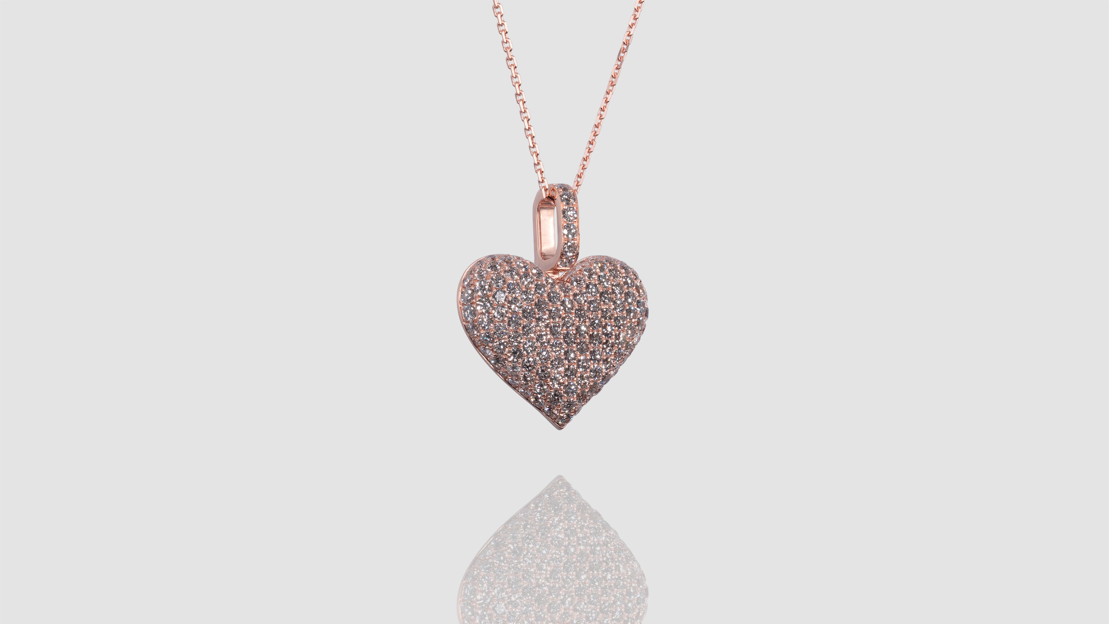 14K Gold Diamond Dome Heart Pendant