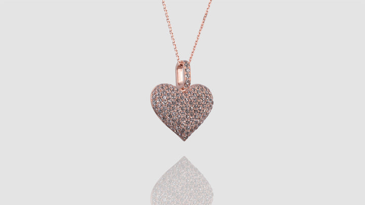 14K Gold Diamond Dome Heart Pendant