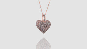 14K Rose Gold Diamond Dome Heart Pendant