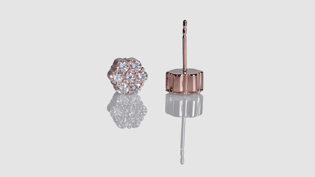 14K Rose Gold Honey Comb Diamond Earrings