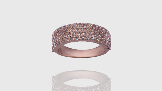 14K Rose Gold Halfway 4-Row Pave Diamond Band Ring