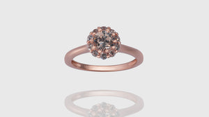 14K Rose Gold Flower Halo Engagement Diamond Ring