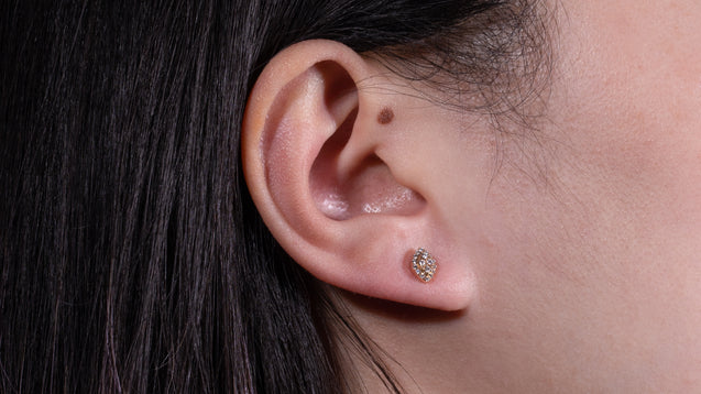 14K Rose Gold Eye Shape Diamond Earrings