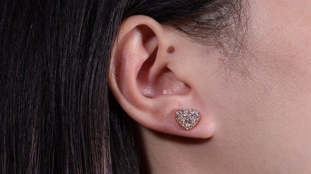 18K Rose Gold Heart Diamond Earrings