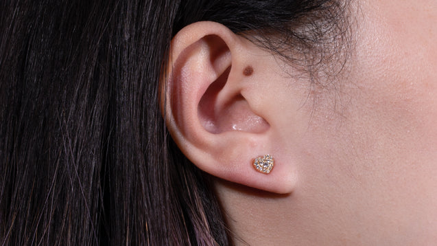 18K Rose Gold Heart Diamond Earrings