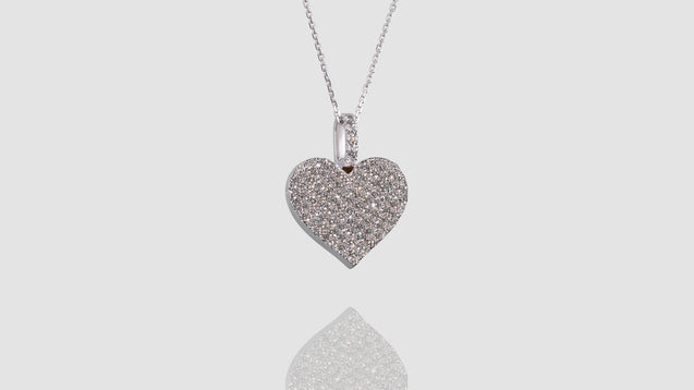 14K White Gold Flat Heart Pendant