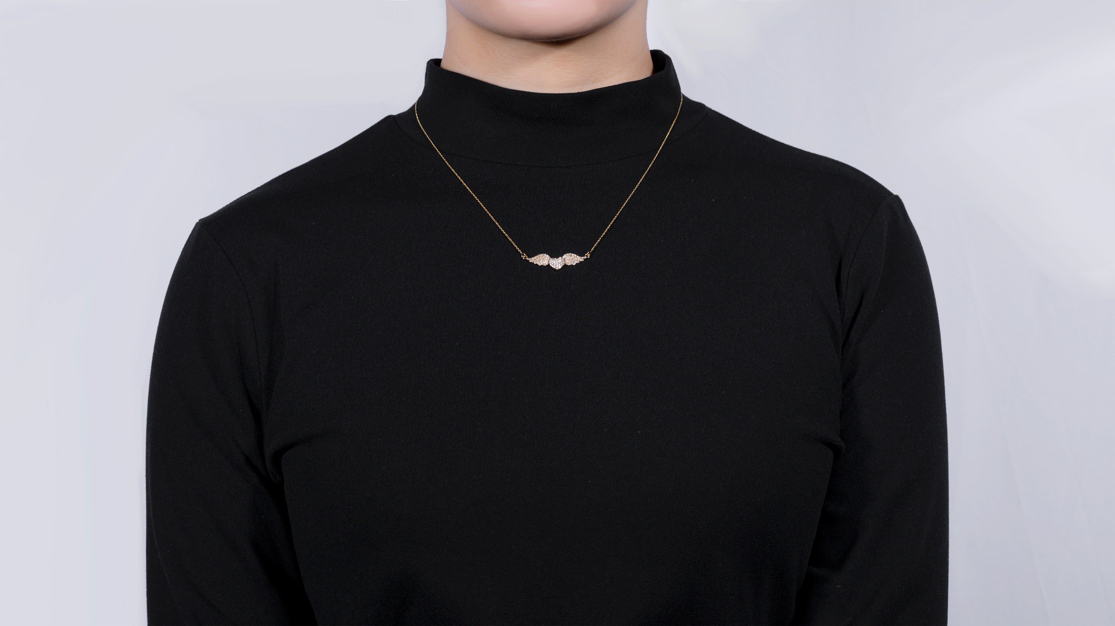 18K Gold Diamond Wing Heart Pendant