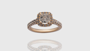 18K Yellow Gold Princess Cut In Cushion Halo Engagement Diamond Ring