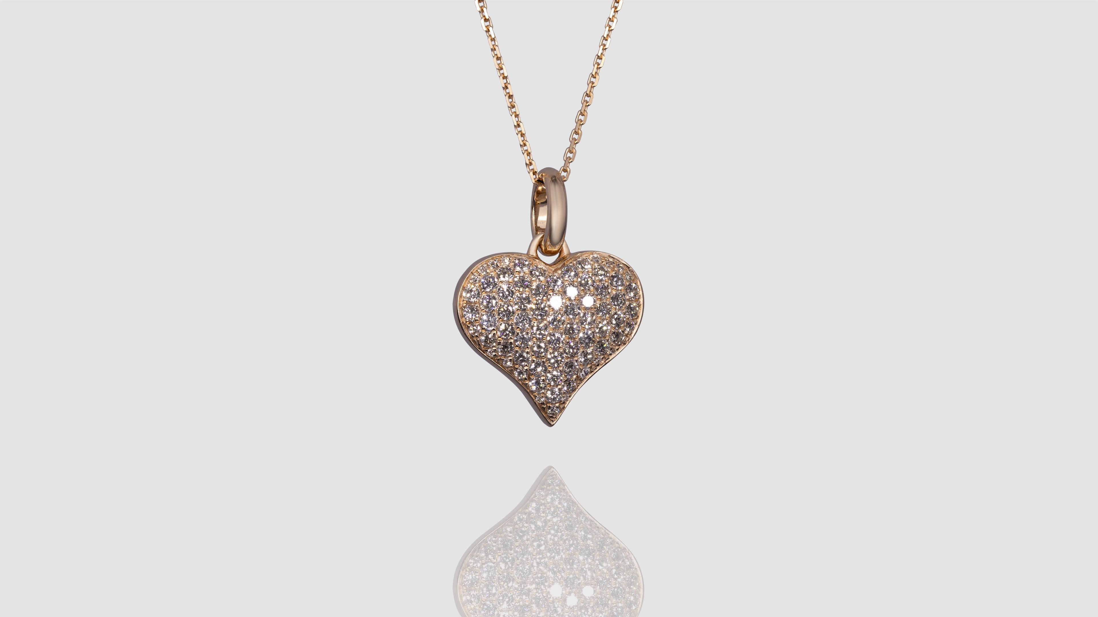 14K Gold Diamond Sharp Edged Dome Heart Pendant