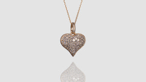14K Yellow Gold Diamond Sharp Edged Dome Heart Pendant