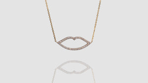 14K Yellow Gold Lips Shape Diamond Necklace