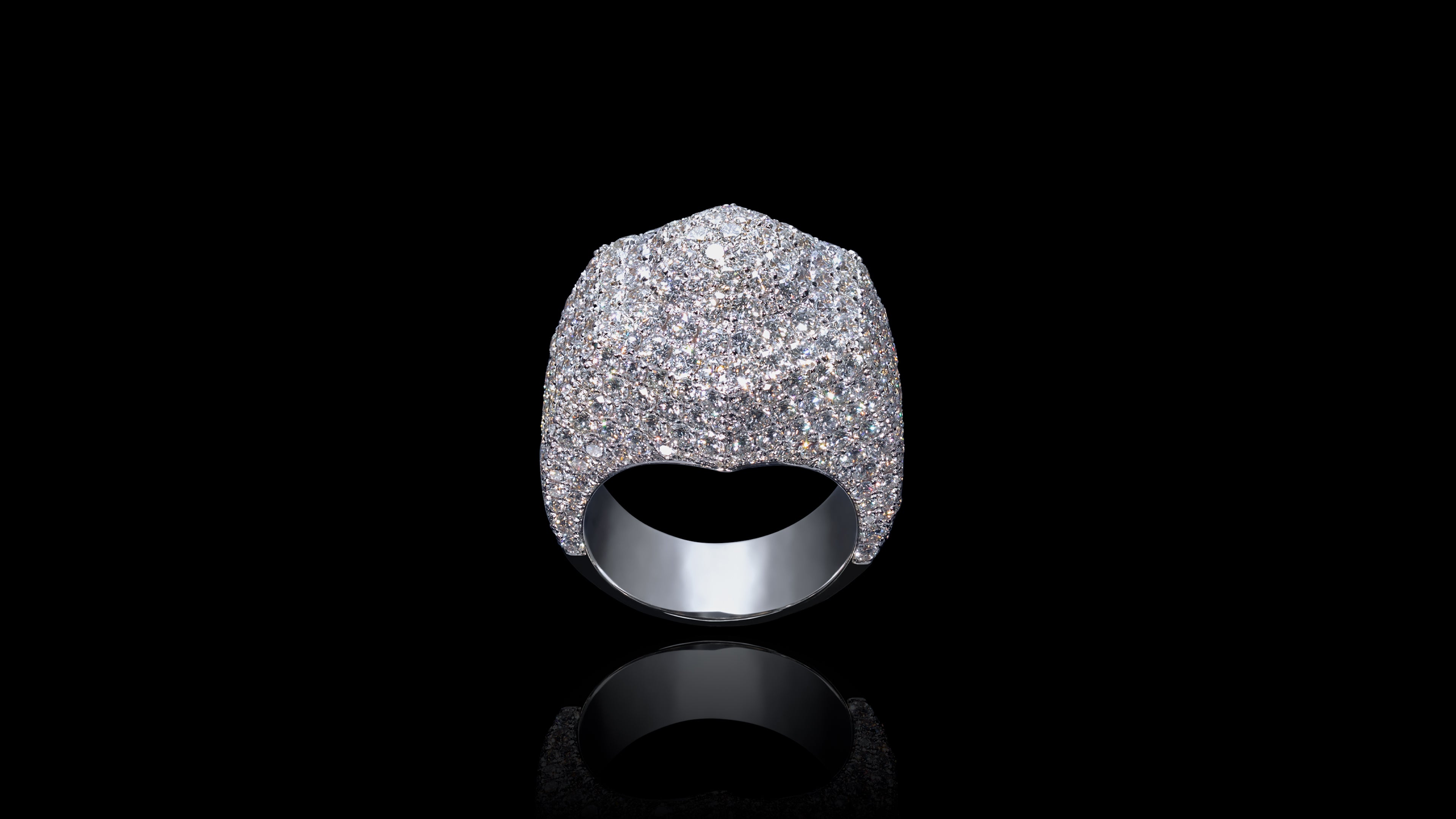 10K White Gold Hexagon Dome Diamond Ring