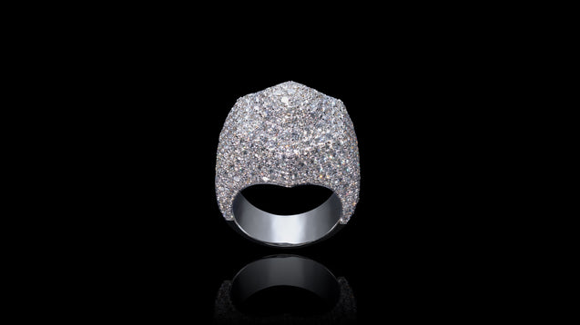 10K White Gold Hexagon Dome Diamond Ring