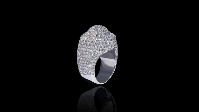 10K White Gold Hexagon Dome Diamond Ring