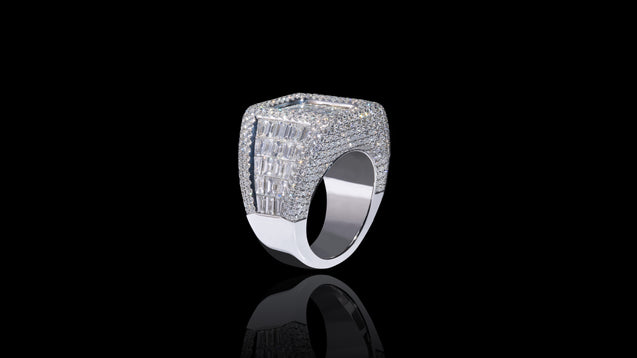 10K White Gold Rectangle Baguette Diamond Ring