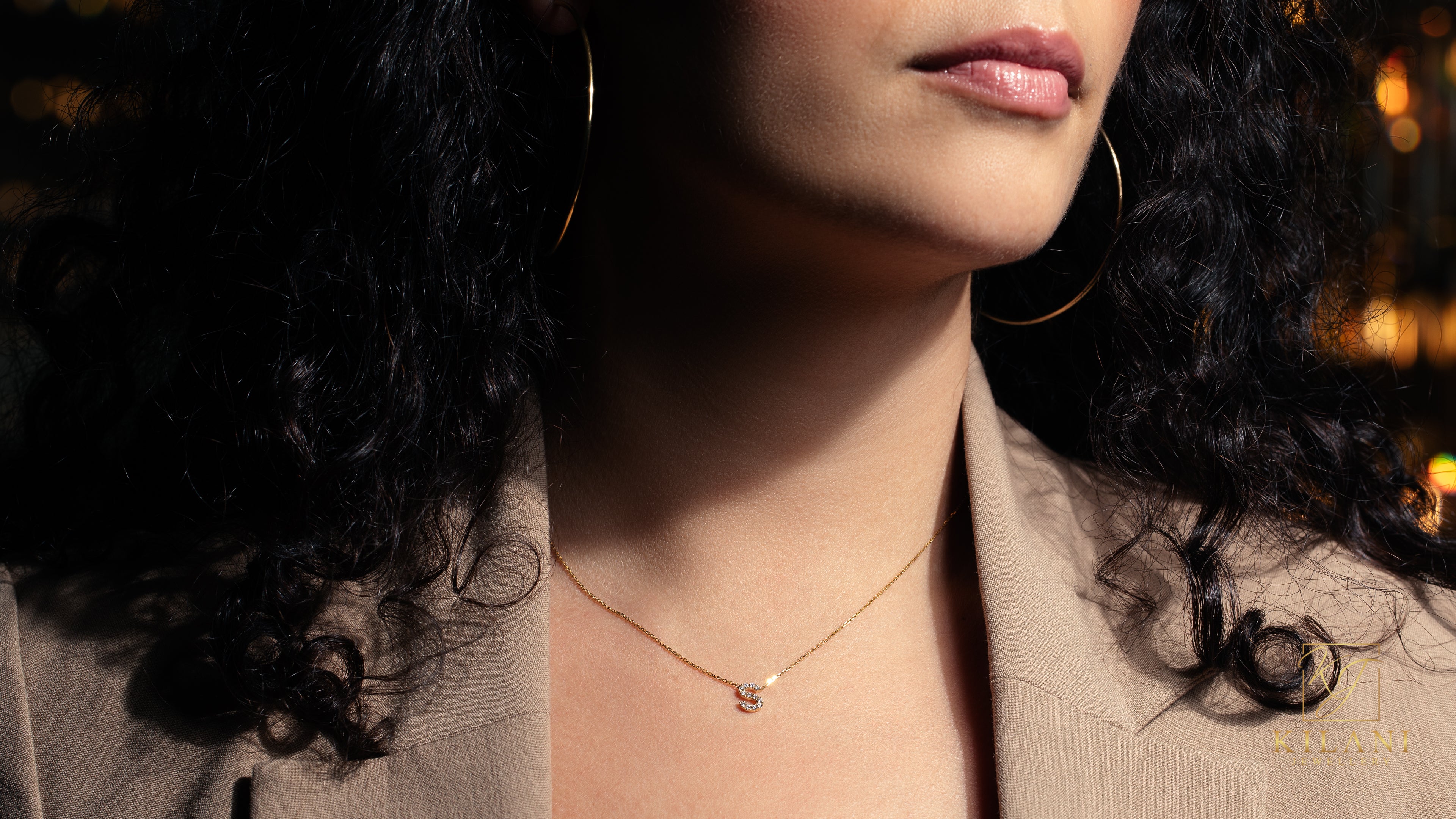 Diamond initial on sale charm necklace