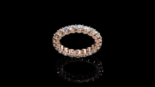 18K Rose Gold U Shape Eternity Diamond Band Ring