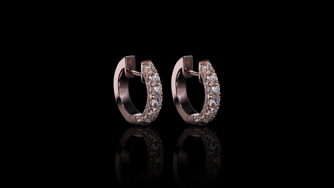 14K Gold Huggie Diamond Earrings