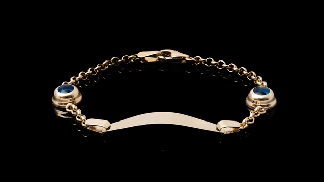 10K Yellow Gold Eye Link ID Bracelet