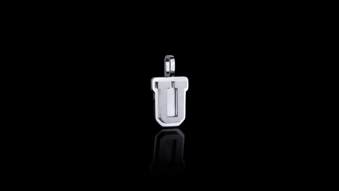 10K Gold Brushed Initial Block Pendant