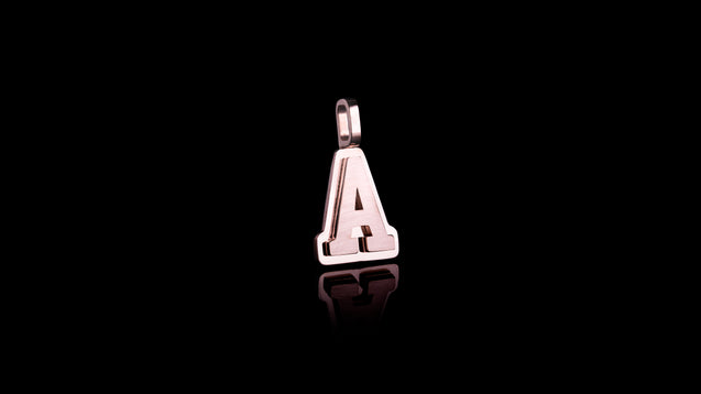 10K Rose Gold Brushed Initial Block Pendant