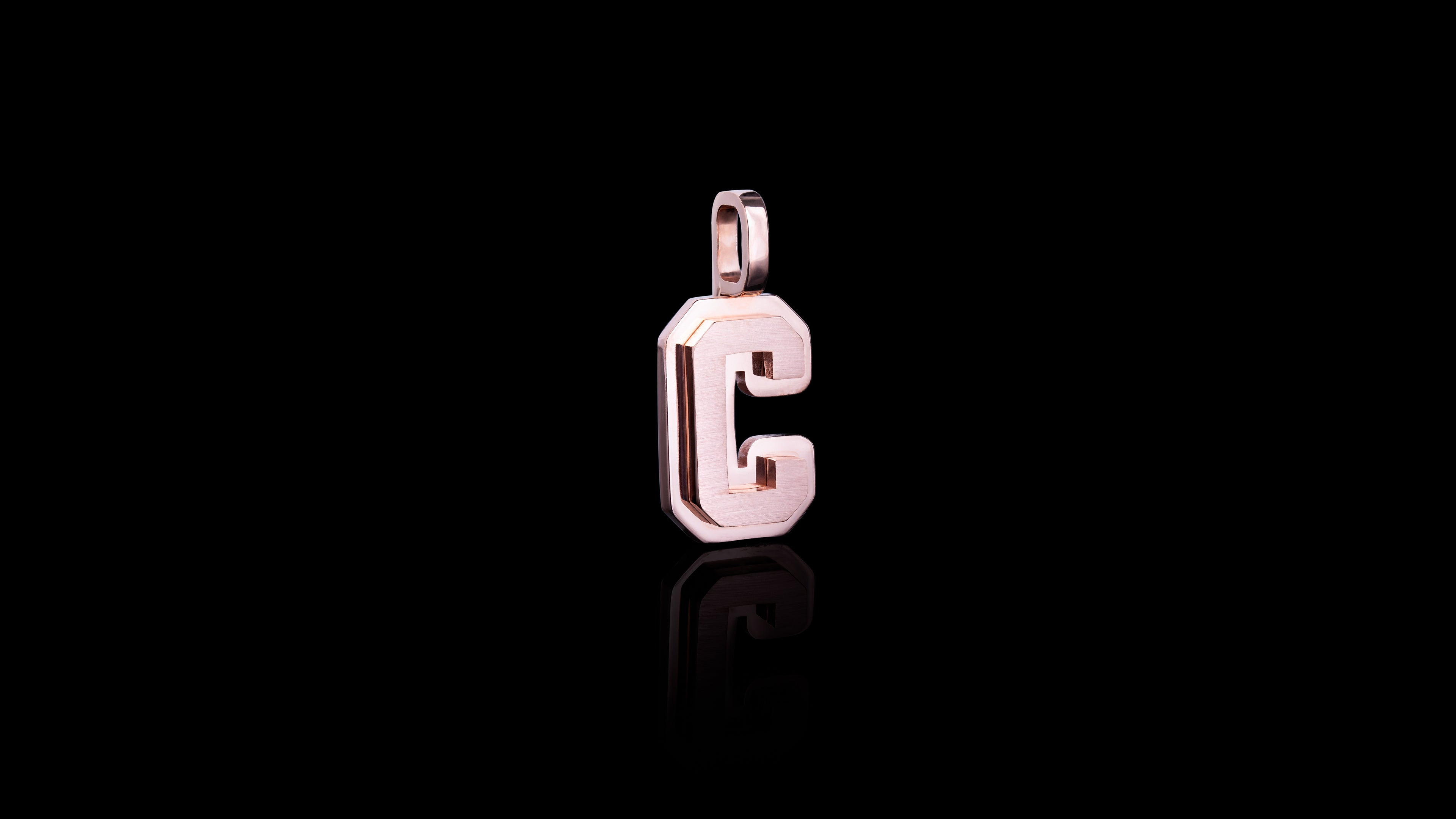 10K Gold Brushed Initial Block Pendant