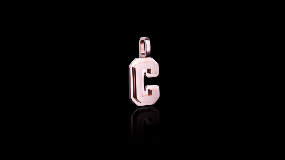 10K Gold Brushed Initial Block Pendant