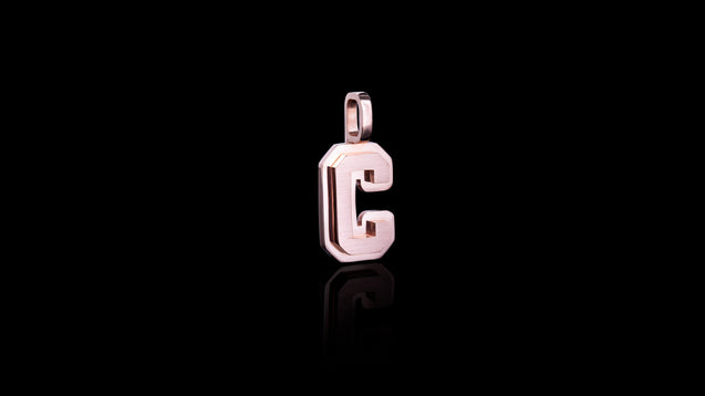 10K Rose Gold Brushed Initial Block Pendant