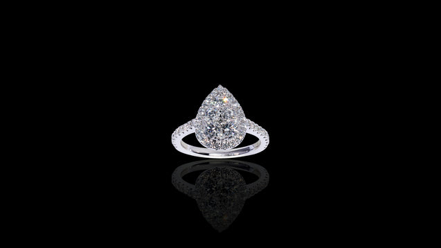 18K White Gold Kilani Signature Pear Engagement Ring