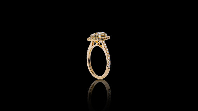 18K Yellow Gold Kilani Signature Pear Shape Diamond Engagement Ring