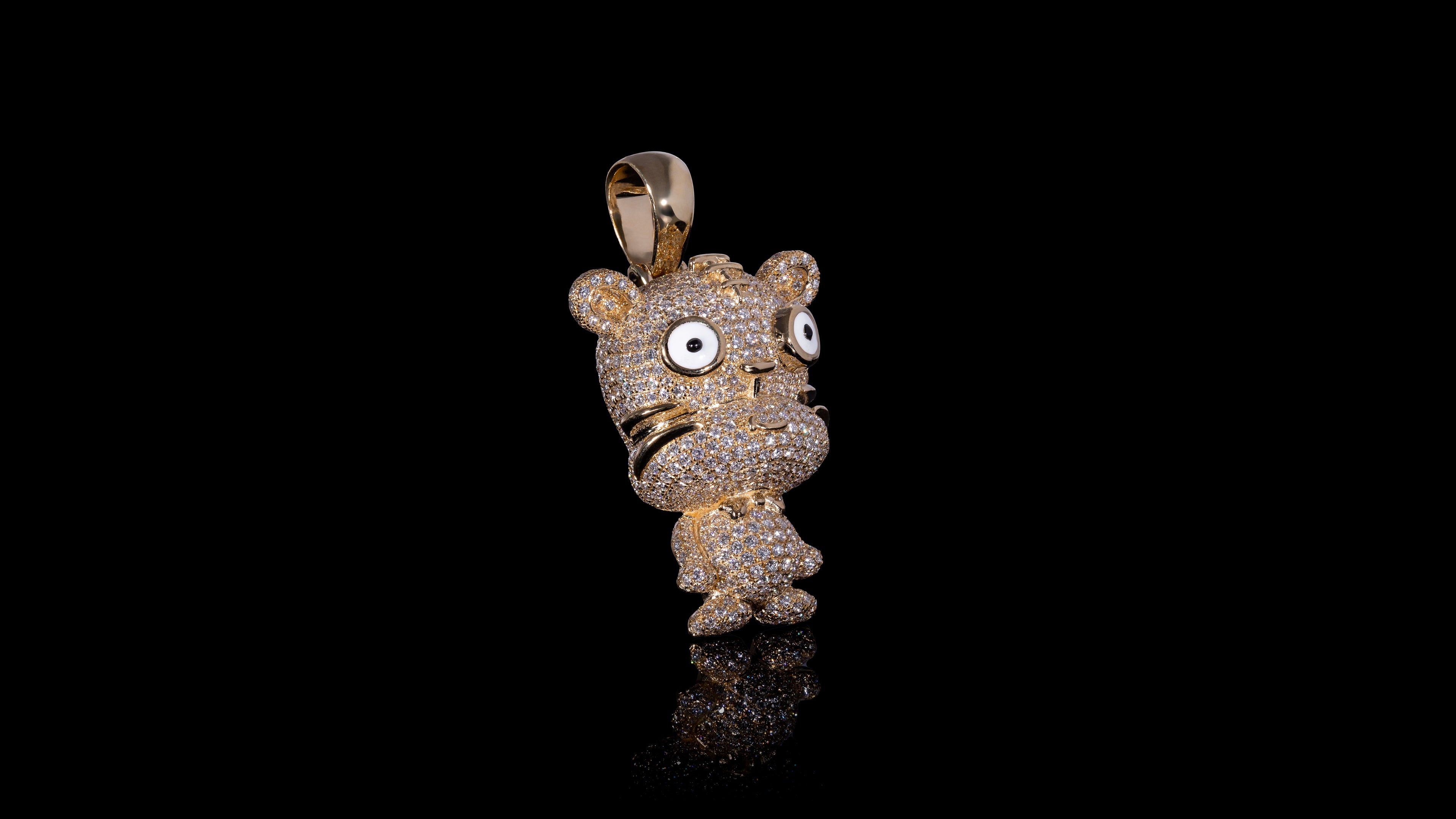 14k Yellow Gold Tiger Chinese Zodiac Diamond Pendant