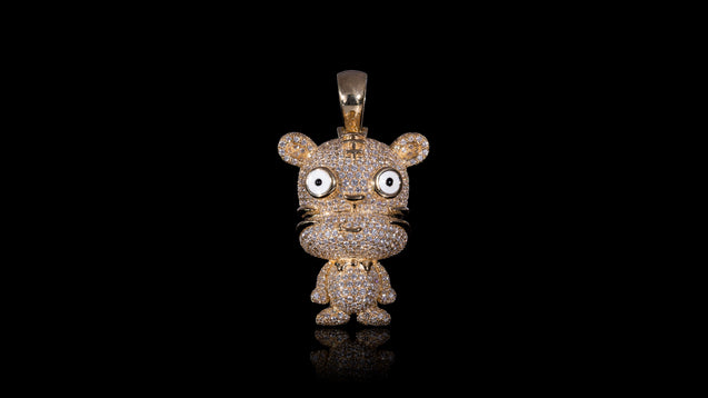 14k Yellow Gold Tiger Chinese Zodiac Diamond Pendant