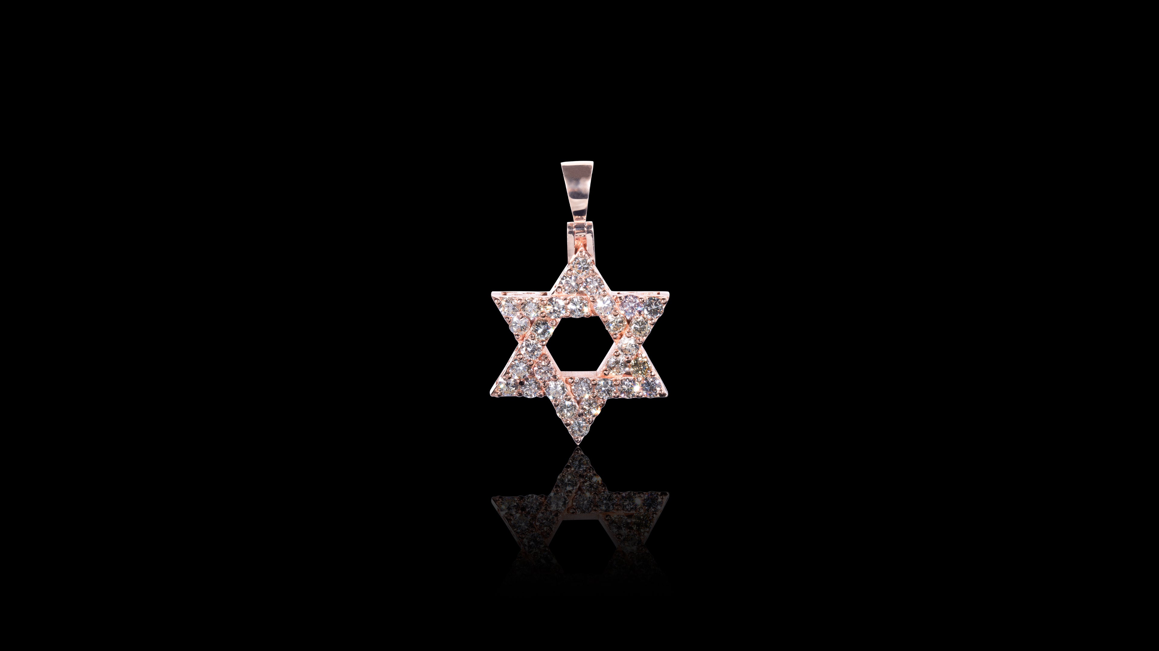 14K Rose Gold Star of David Diamond Pendant