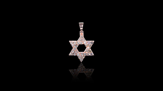 14K Rose Gold Star of David Diamond Pendant