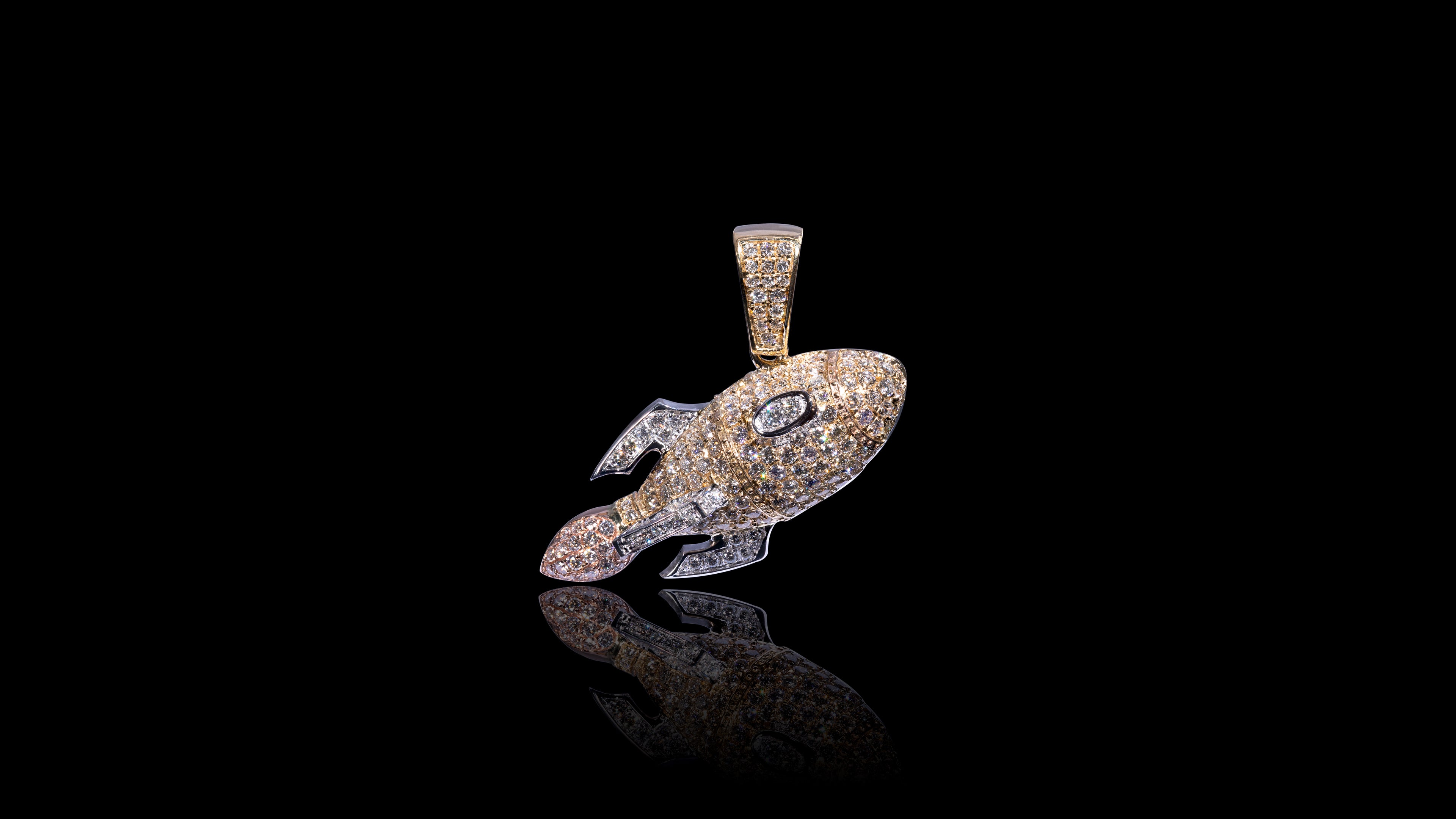 14K Three Tone Gold Rocket Ship Diamond Pendant Kilani Jewellery Inc. Kilani Custom Design Trading Inc
