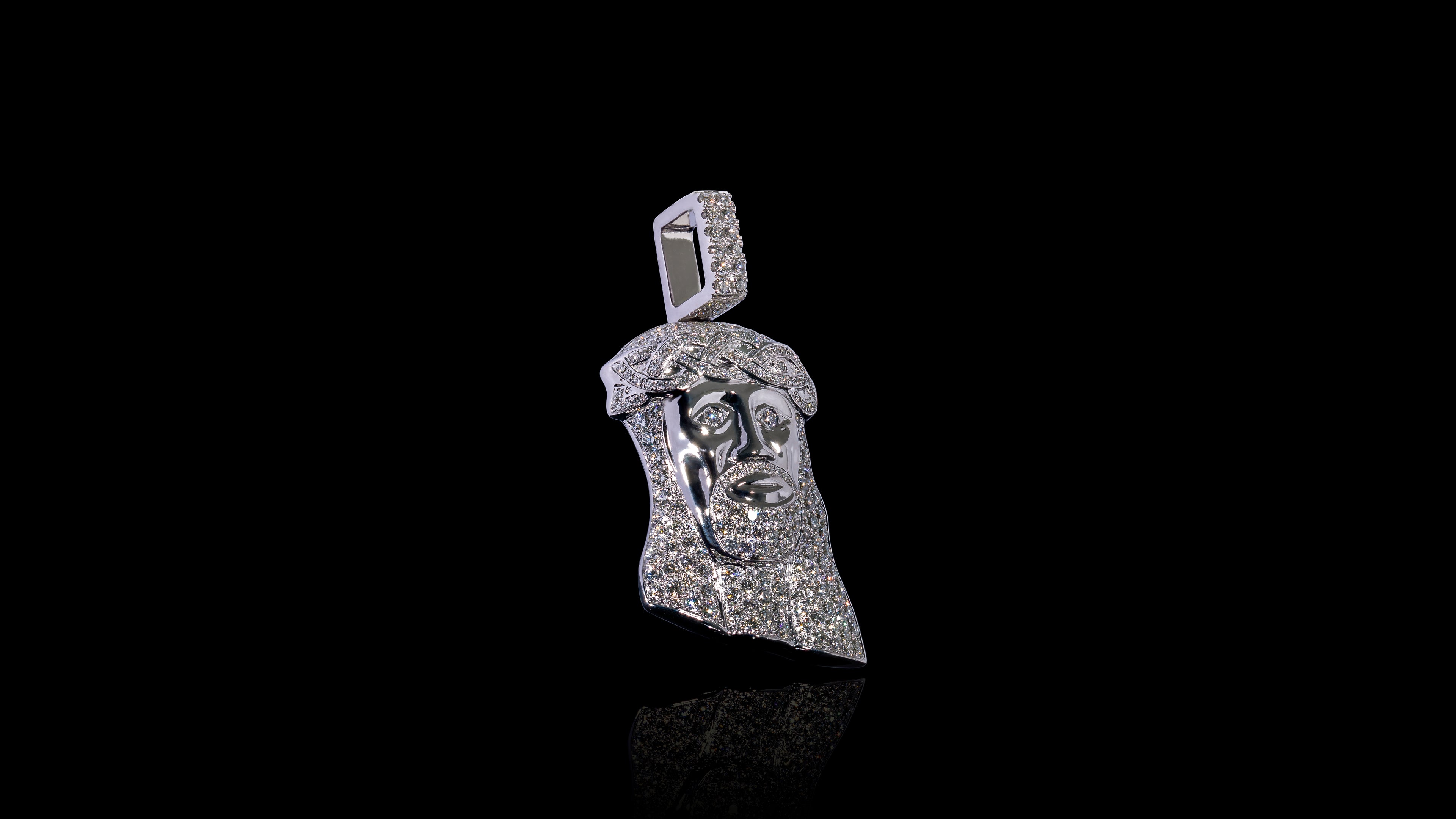 Diamond jesus sales face pendant