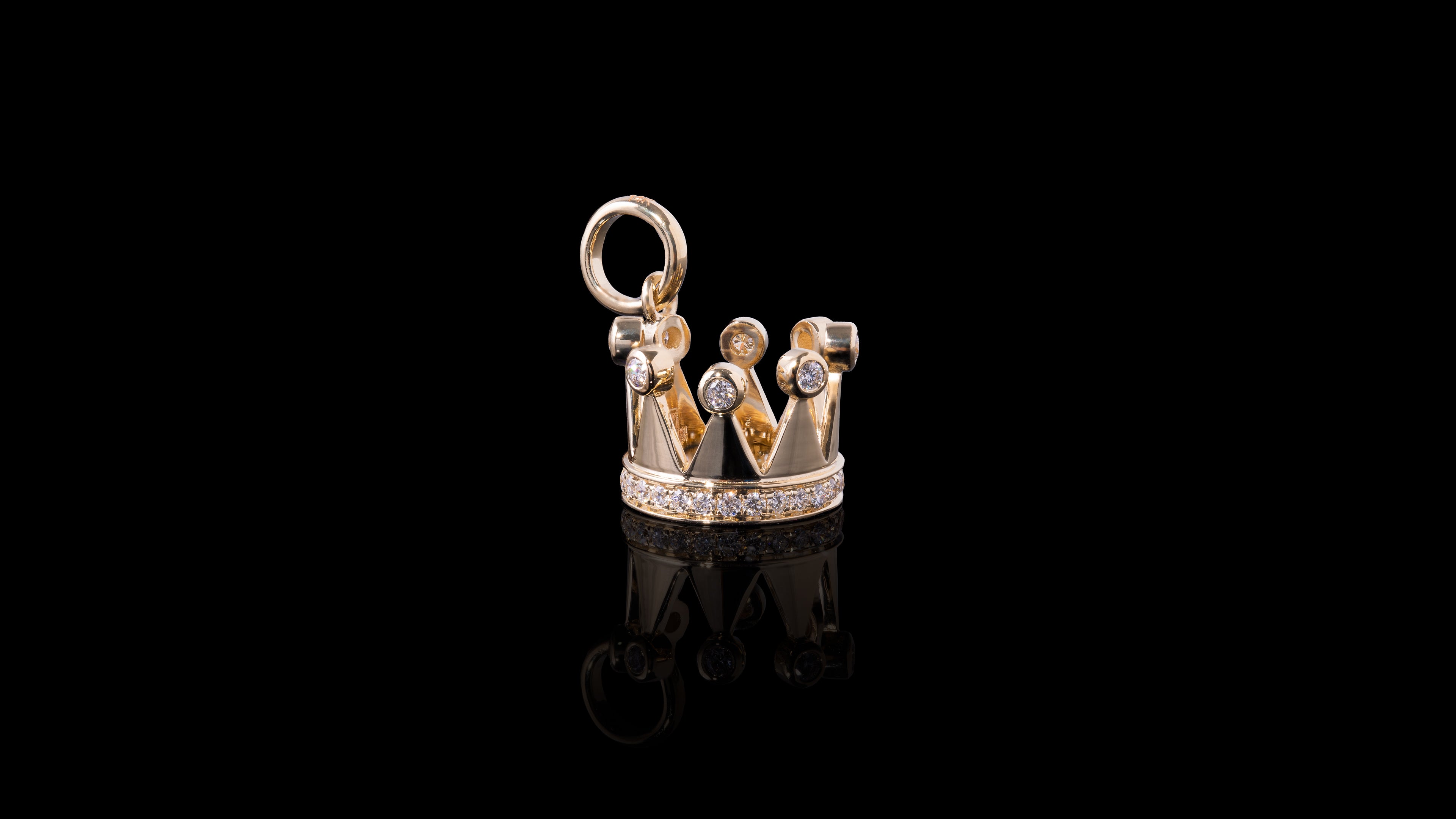14K Rose Gold Diamond Mini Charm Crown Pendant