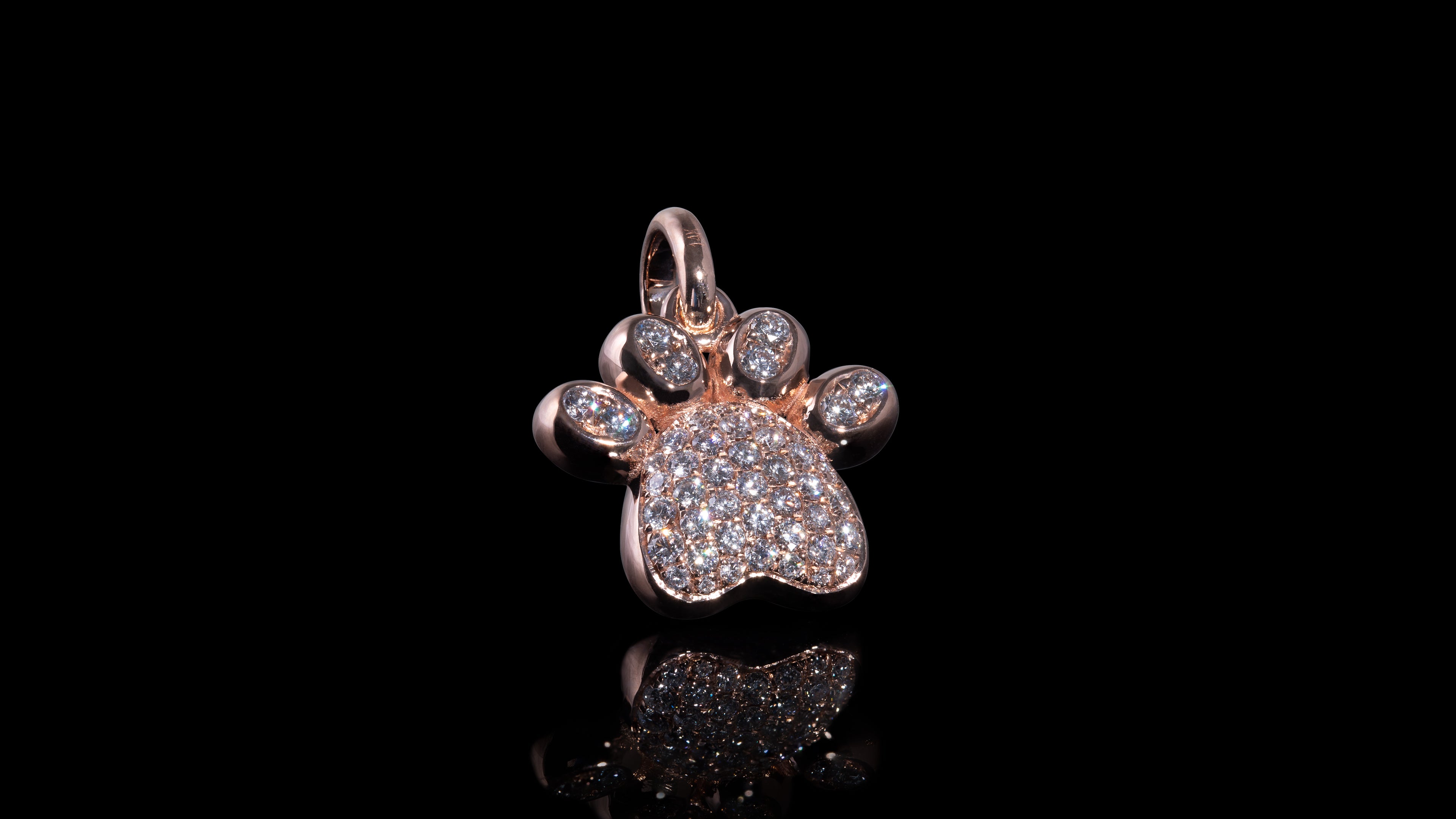14K Gold Diamond Mini Charm Paw Pendant