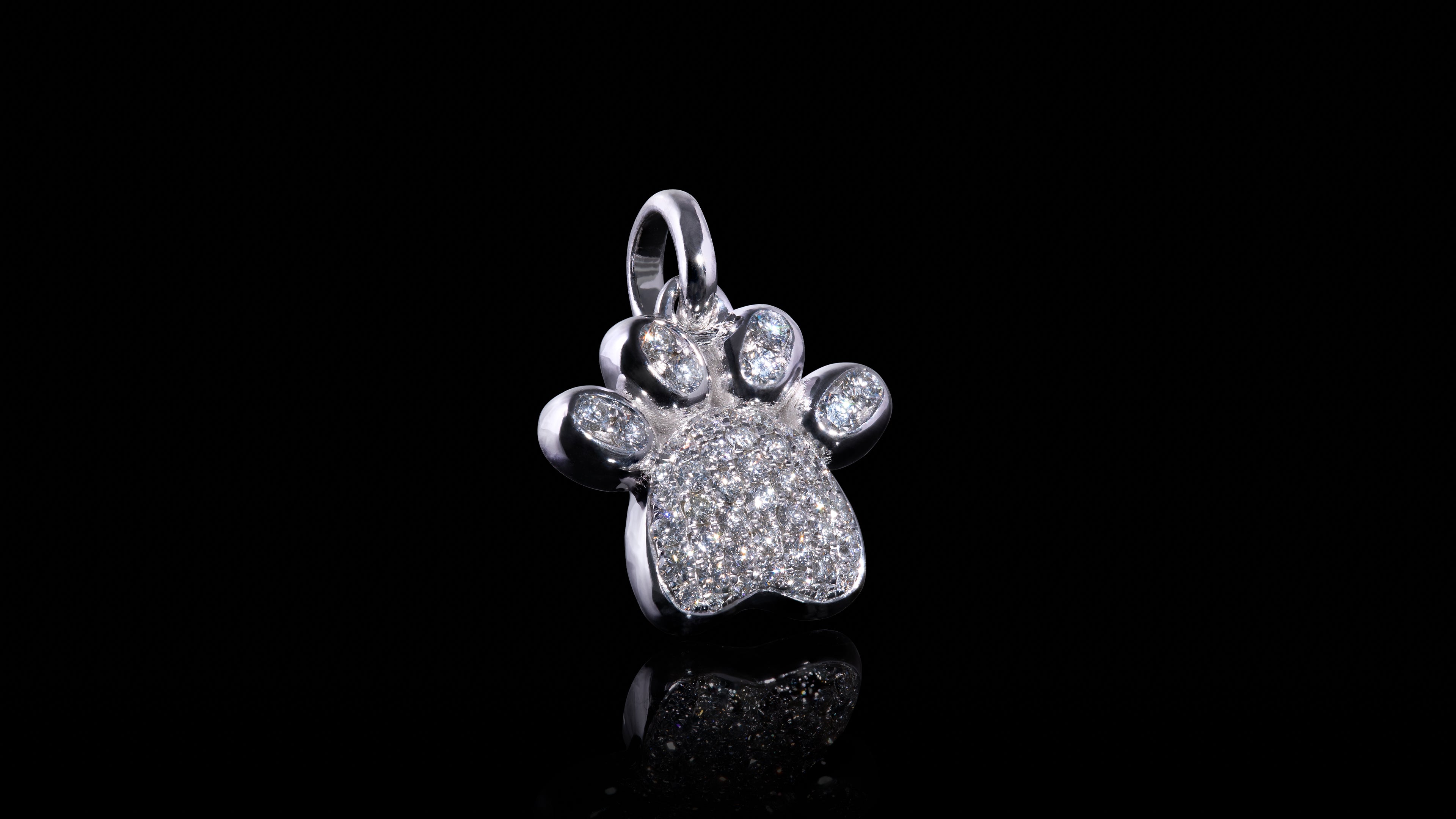 14K Gold Diamond Mini Charm Paw Pendant