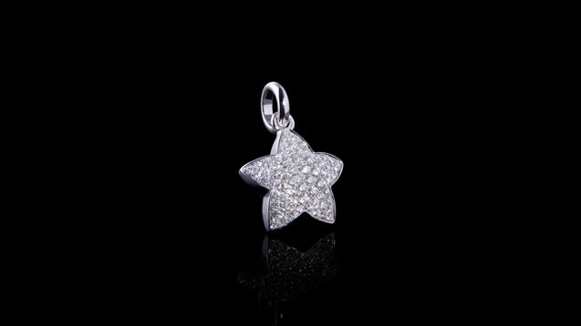 14K White Gold Diamond Mini Charm Star Pendant