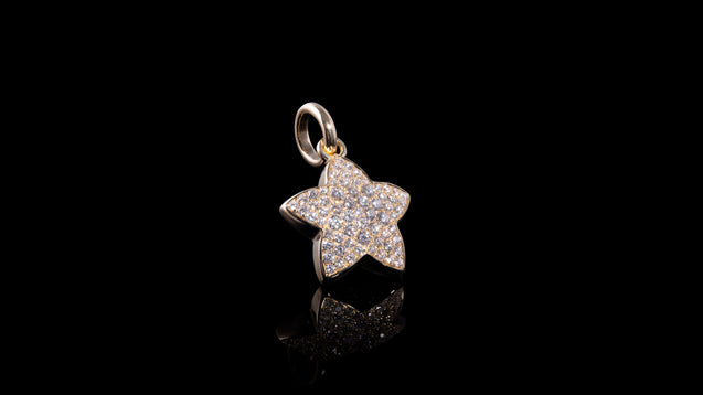 14K Yellow Gold Diamond Mini Charm Star Pendant