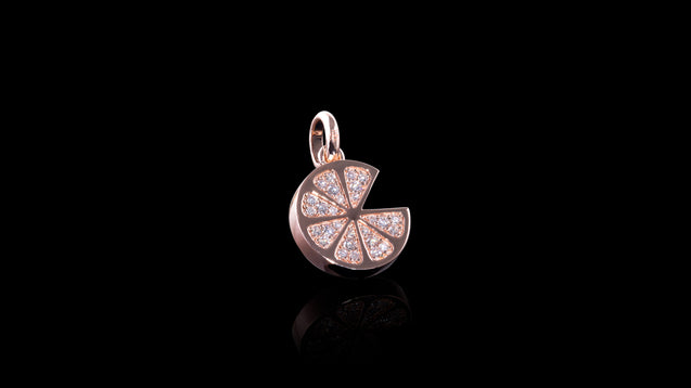 14K Rose Gold Diamond Mini Grapefruit Charm Pendant