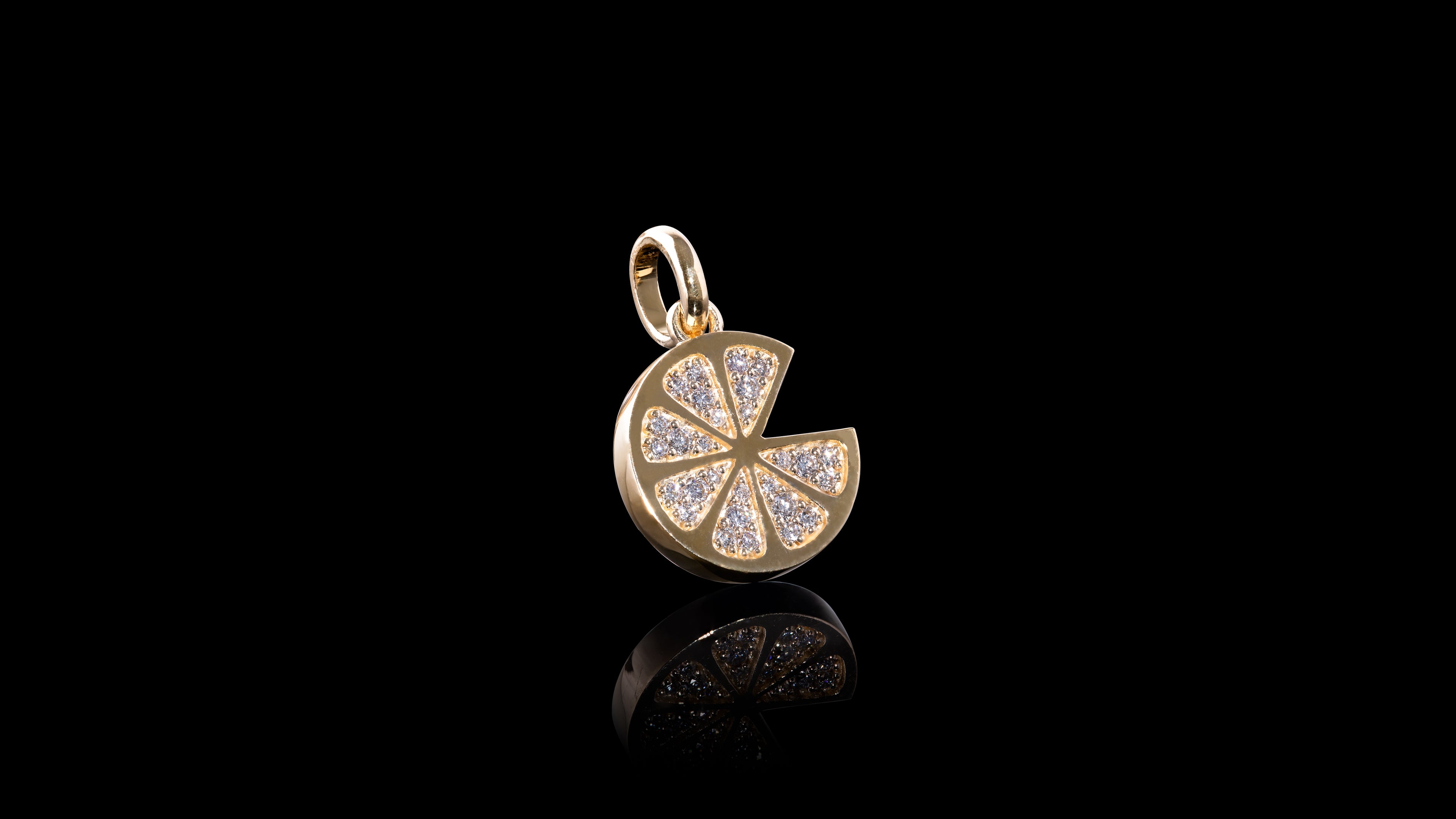 14K Rose Gold Diamond Mini Grapefruit Charm Pendant