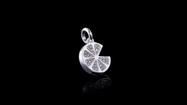 14K White Gold Diamond Mini Grapefruit Charm Pendant