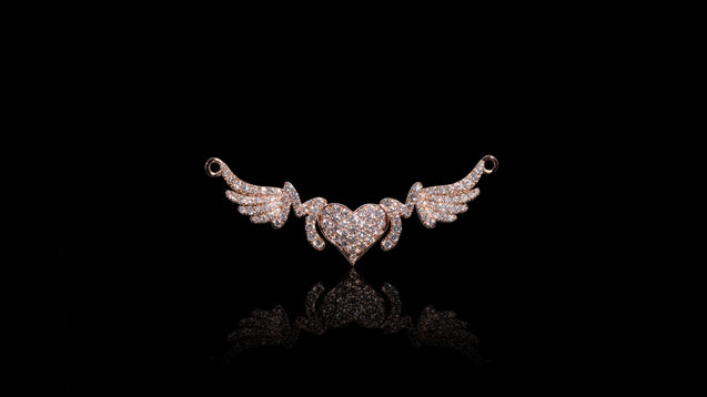 18K Rose Gold Diamond Flying Love Mom Heart Pendant
