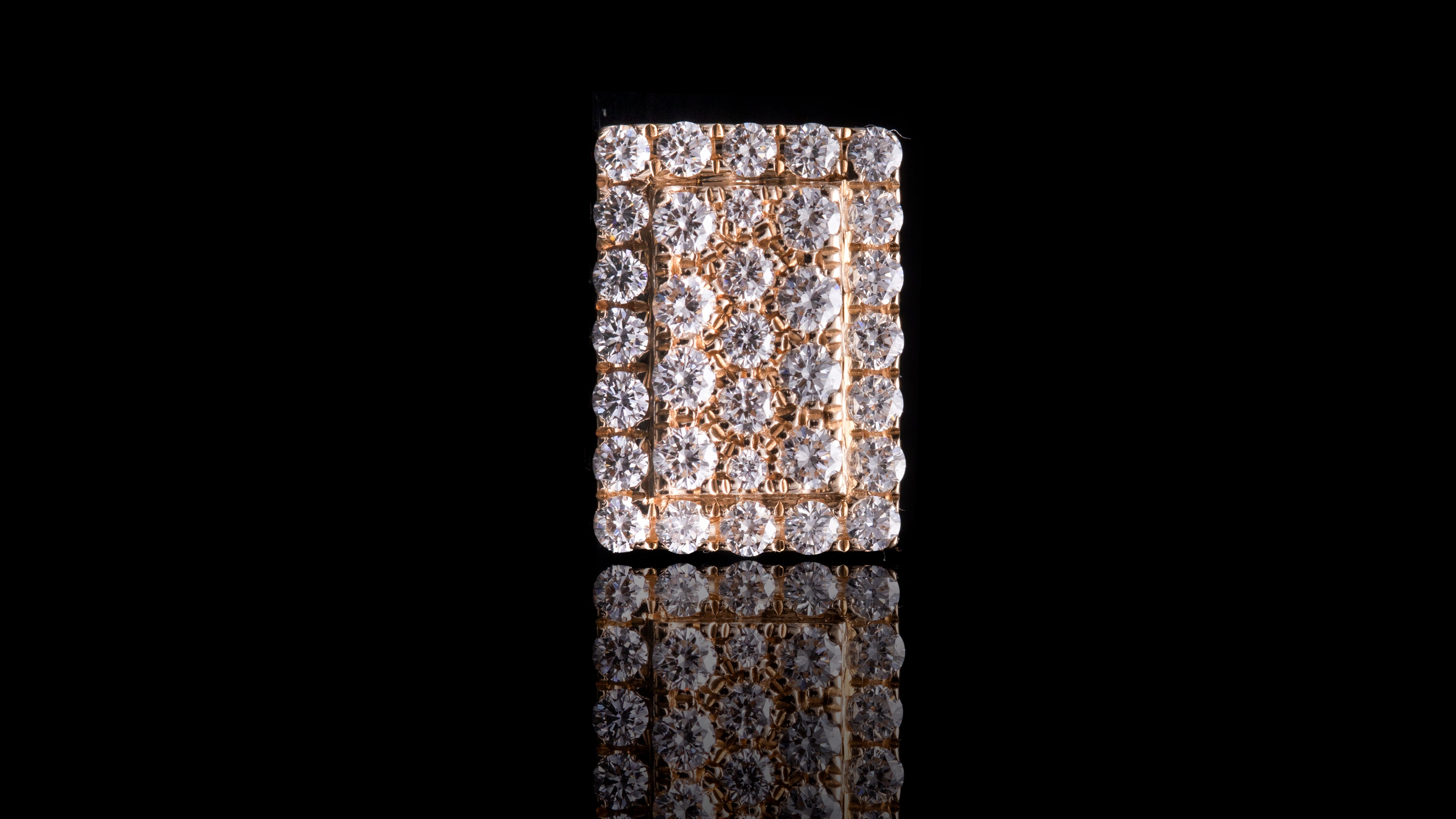 10K Yellow Gold Rectangle Diamond Earrings