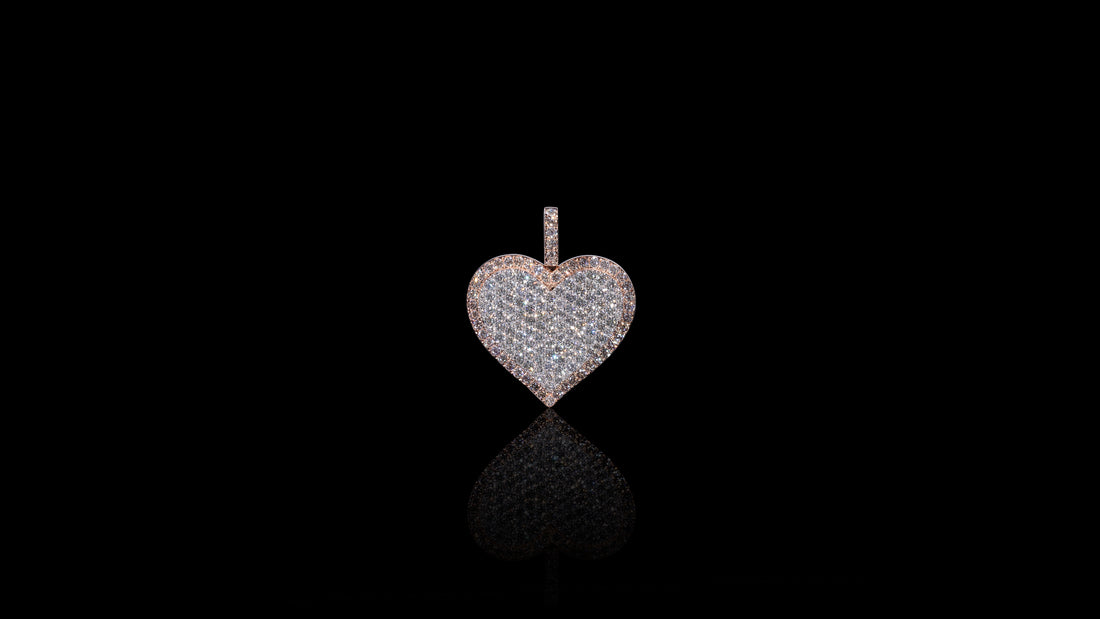 14K Two-Tone Gold Flat Layered Diamond Heart Pendant