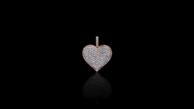 14K Two-Tone Gold Flat Layered Diamond Heart Pendant