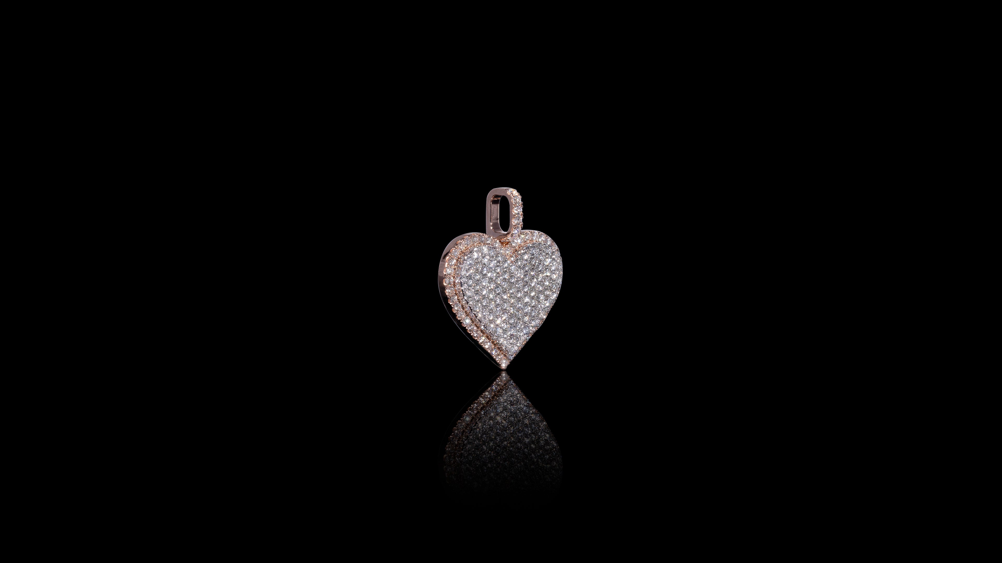 14K Two-Tone Gold Flat Layered Diamond Heart Pendant