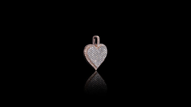 14K Two-Tone Gold Flat Layered Diamond Heart Pendant